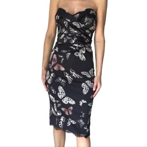 Vintage Karen Millen strapless butterfly midi dress